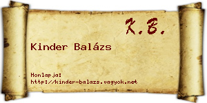 Kinder Balázs névjegykártya